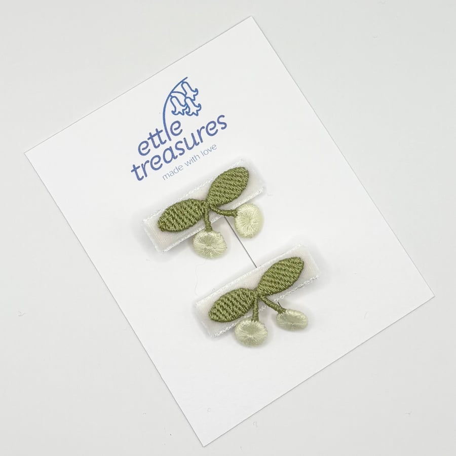 Baby White Cherry Hair clips 