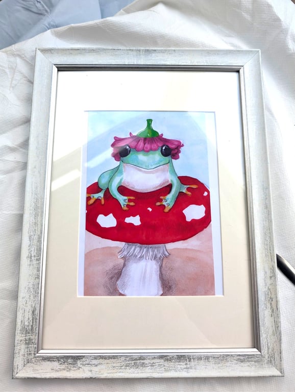 21x13cm print happy hat frog