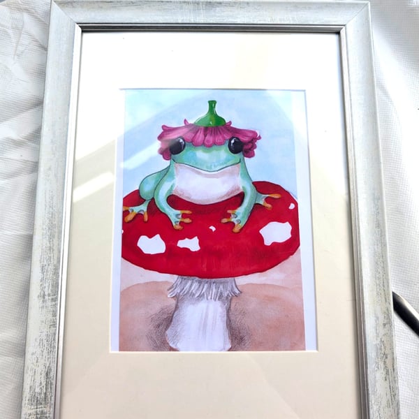 21x13cm print happy hat frog