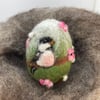 Felted Easter Egg, Needle Felt Easter Decoration, Bird, Birds, Flowers