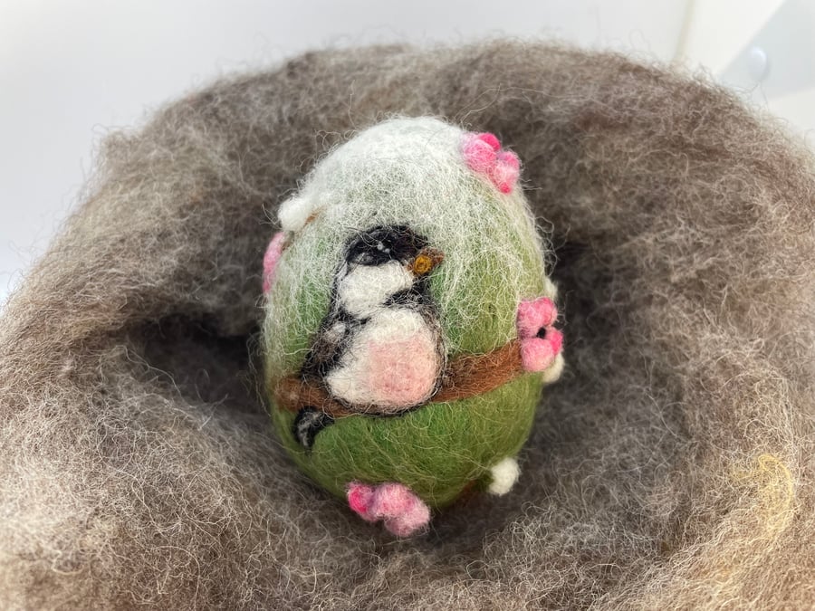 Felted Easter Egg, Needle Felt Easter Decoration, Bird, Birds, Flowers