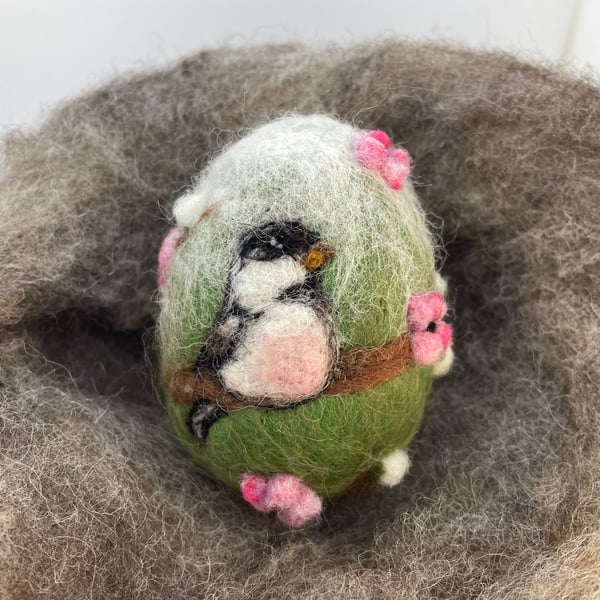 Felted Easter Egg, Needle Felt Easter Decoration, Bird, Birds, Flowers