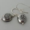 Drop earrings Druzy Agate on Sterling Silver Wires