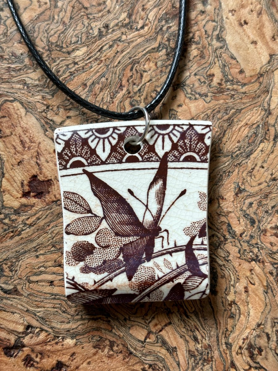 Handmade Ceramic Pendant One of a Kind Unique or Hanging Decoration, Butterfly.