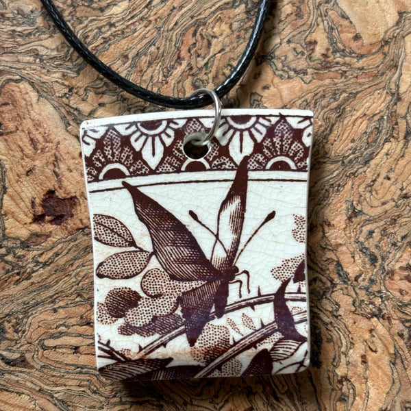 Handmade Ceramic Pendant One of a Kind Unique or Hanging Decoration, Butterfly.