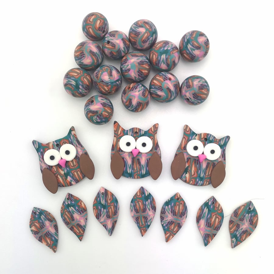Owl, Round and Drop Patterned Bead Selection 