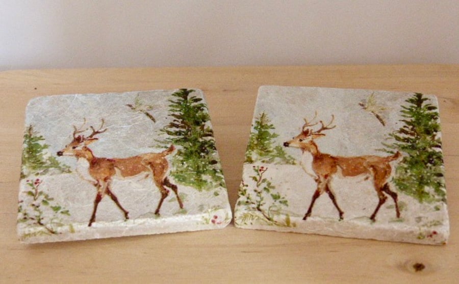 Marble 'Deer' Coasters