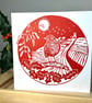 Robin Winter Scene- Handprinted  - Image 2
