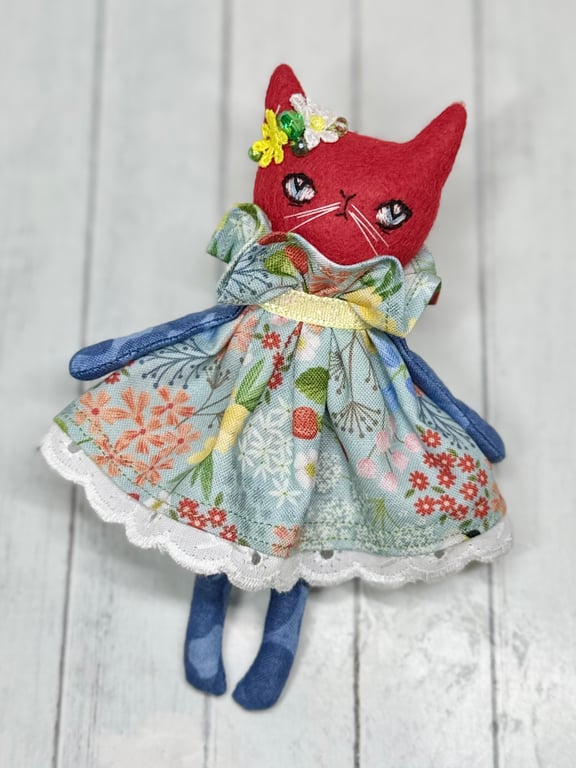 Pretty Floral Kitty Red