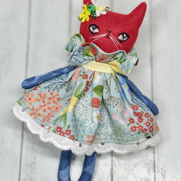 Pretty Floral Kitty Red