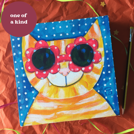 Ginger Cat- Cool  Shades  original painting on canvas by Jo Brown
