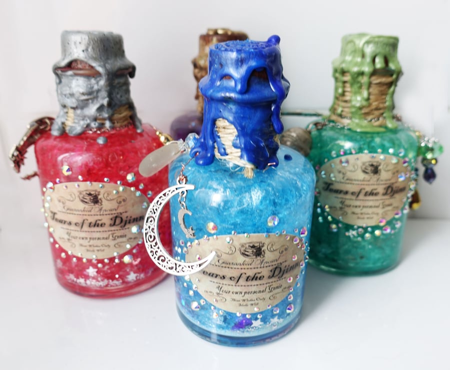Genie in a bottle illuminated potions. Home Decor.Themed parties. Fairy Lights