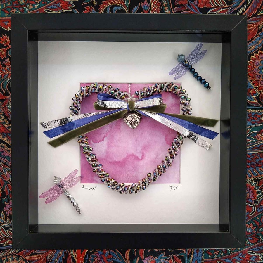 Dragonfly Love Heart Frame