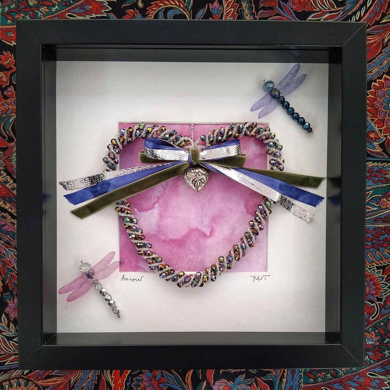 Dragonfly Love Heart Frame