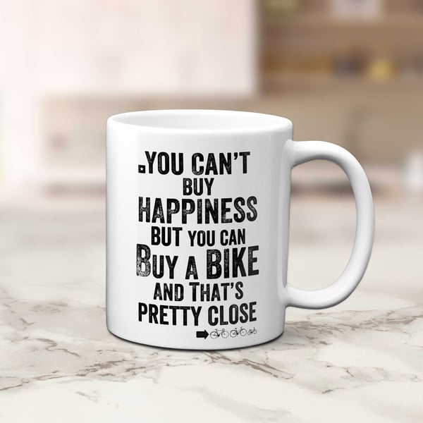 You Can't Buy Happiness Cycling Mug - Cycling Gift - Inspirational Mug