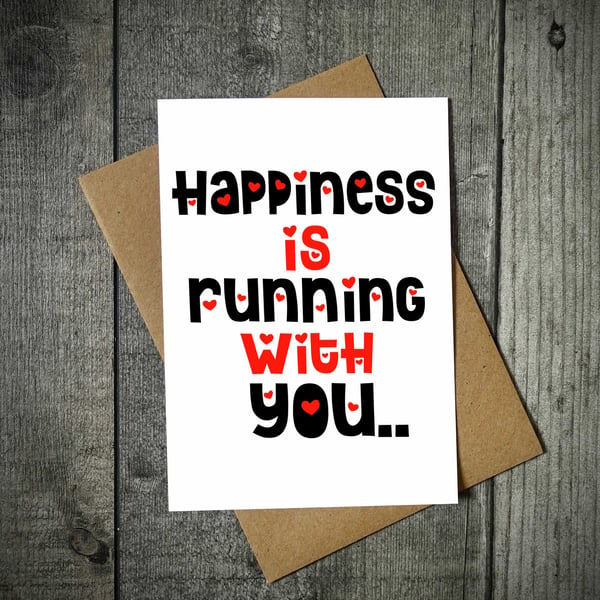 Happiness Is Running With You Running Valentines Card