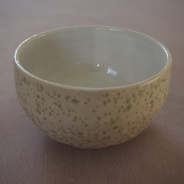 Stoneware  tea or rice bowl, white.