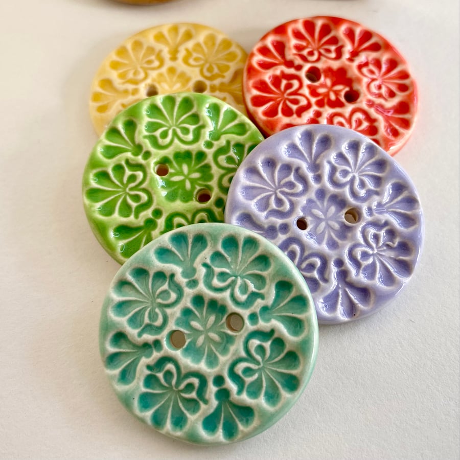 Set of five handmade ceramic buttons