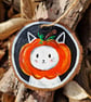 Cat pumpkin art, Halloween Decoration, Autumn Decor, Ghost art, White cat art - Image 2