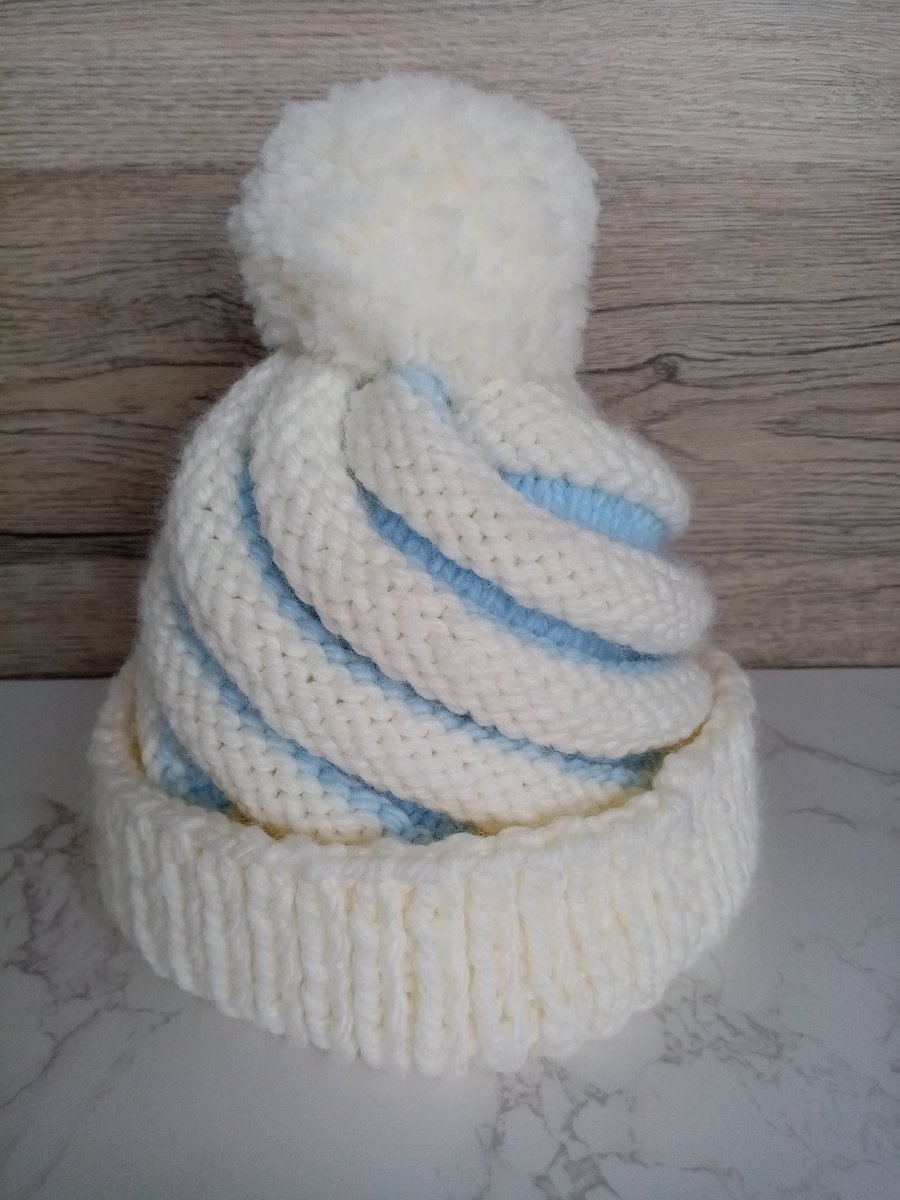 Cupcake swirl hat, Bobble hat for kids, Novelty hat, Fun hat, Gift for kids