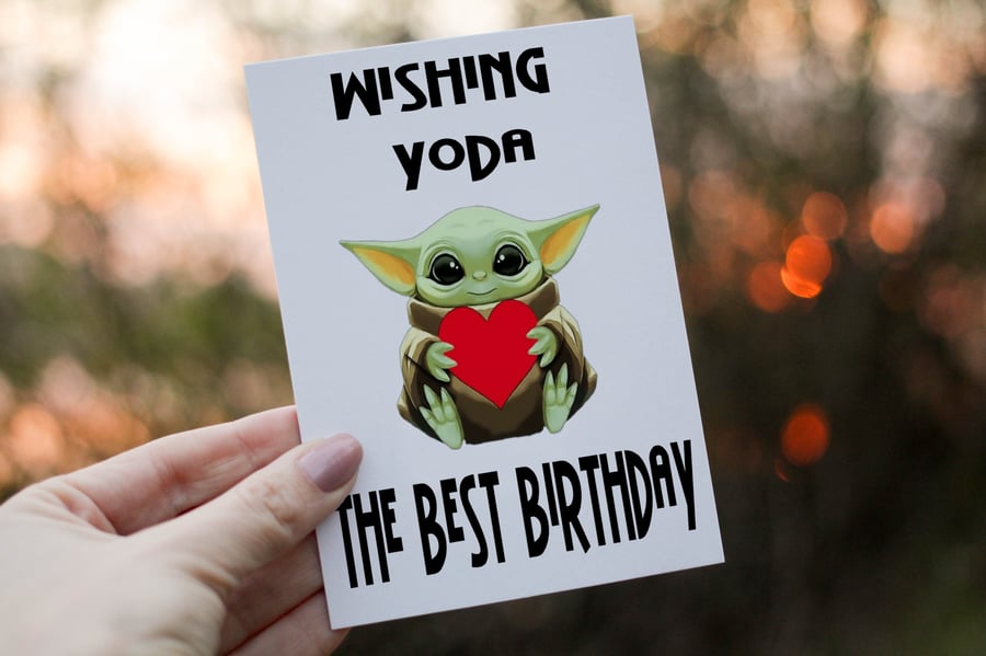 Wishing Yoda The Best Birthday Card, Yoda Birthday Card, Card for Friend