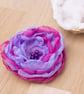  Fabric Flower Brooch - pink and lilac organza fabric pin with purple beads - Image 7