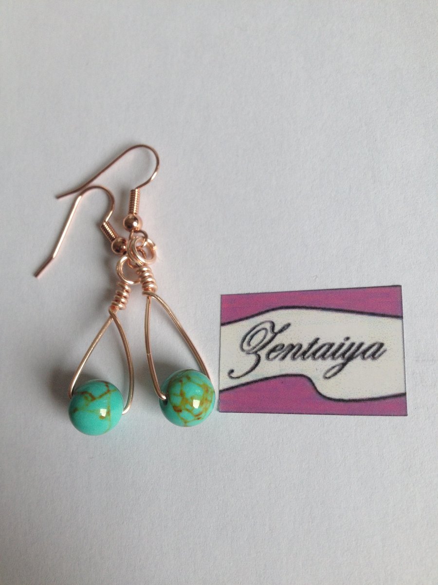 Turquoise Bead Swing Earrings 
