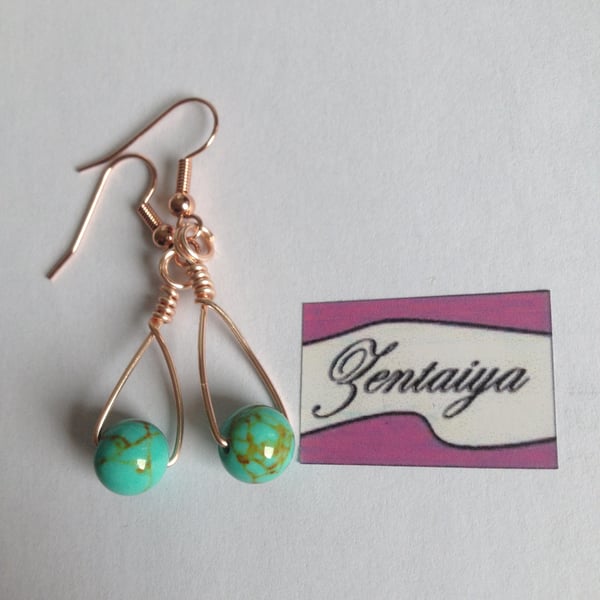 Turquoise Bead Swing Earrings 