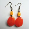 Orange and Yellow Fun Summer Dangle Drop Earrings