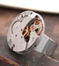 Round Silver Steampunk Ring Metal Statement Ring - Image 2