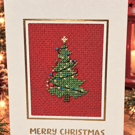Handmade Cross Stitch Christmas Card – Traditional Decorated Christmas Tree