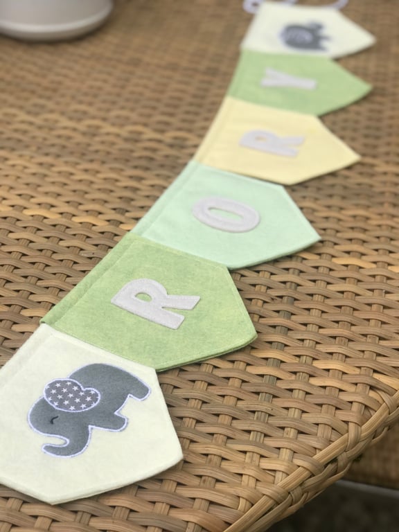 Luxury Personalised Felt Bunting Name Banners Neutral Colours Nursery Decor