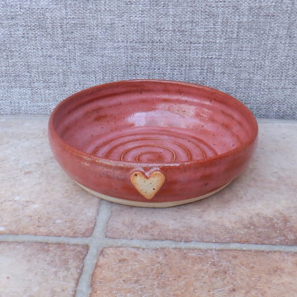 Soup cereal noodle rice serving bowl dish hand thrown stoneware pottery heart