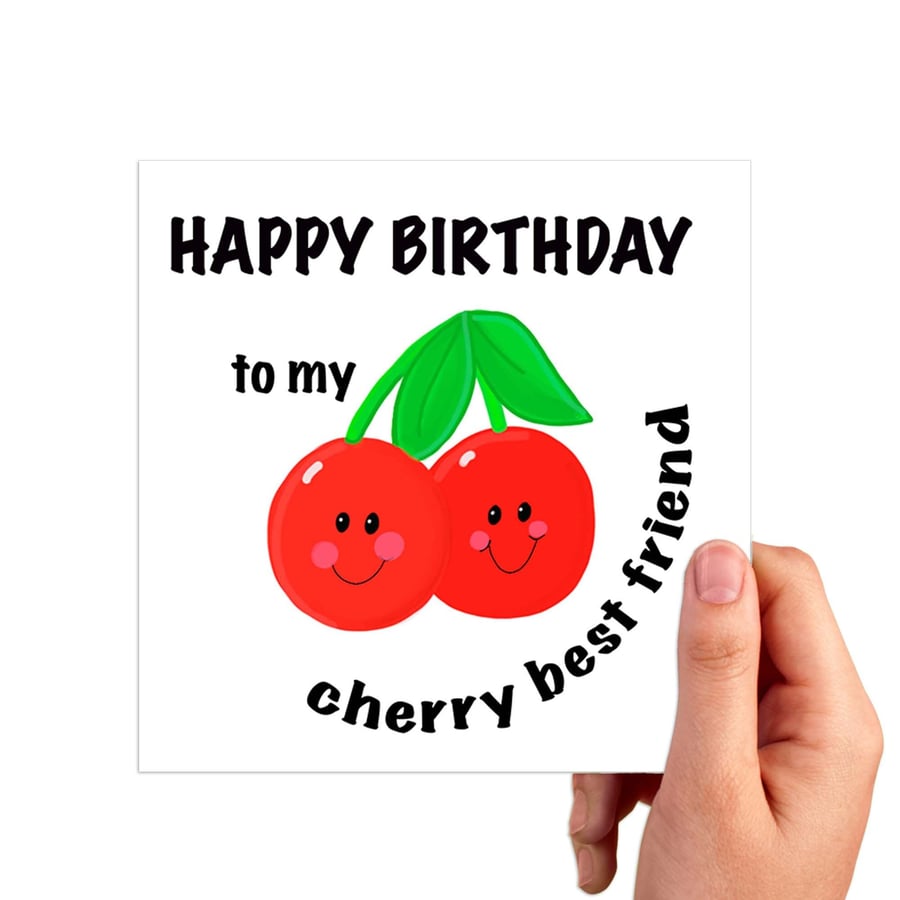 Best friend birthday card with cute cherries