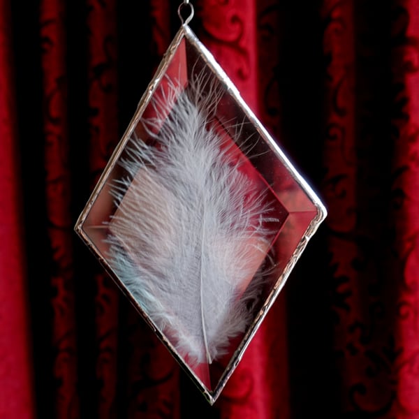 Glass Bevelled 'Angel' Feather Suncatcher Spiritual Home Decor