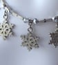 Necklace with Seven Enamelled Snowflakes & Faceted Glass and Metal beads - Image 2