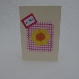 Mother's Day Card, Daffodil and Pink Gingham For Mum Card