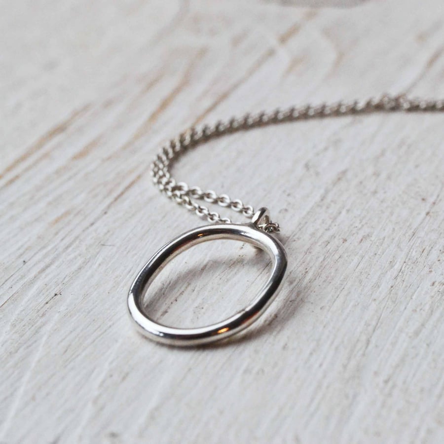 Simplicity - oval pendant made with recycled sterling silver