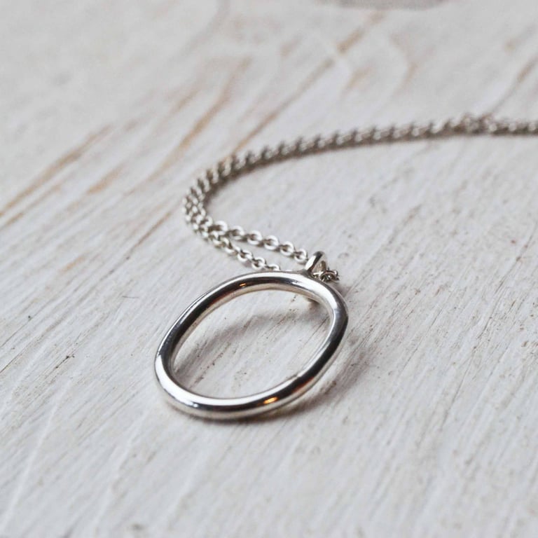 Simplicity - oval pendant made with recycled sterling silver