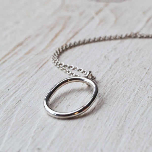 Simplicity - oval pendant made with recycled sterling silver