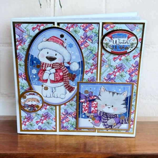 Christmas Card. Cute Animal Christmas Card, Sending Warm Winter Wishes