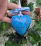 Forget me not hand-painted ceramic heart bauble