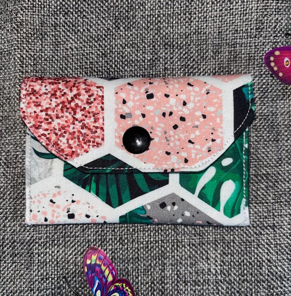 Gift Card Wallet. Purse Plant leaf and Tile affect 