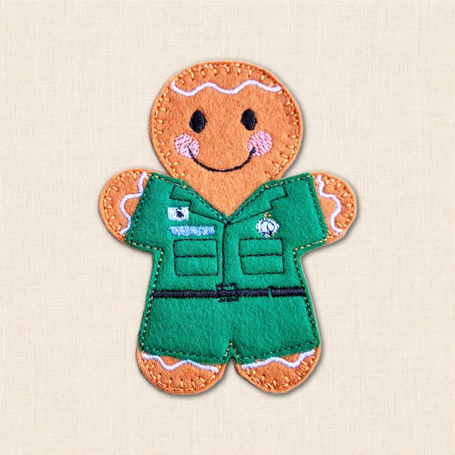 Paramedic Gingerbread Decoration - Embroidered Emergency Care Character