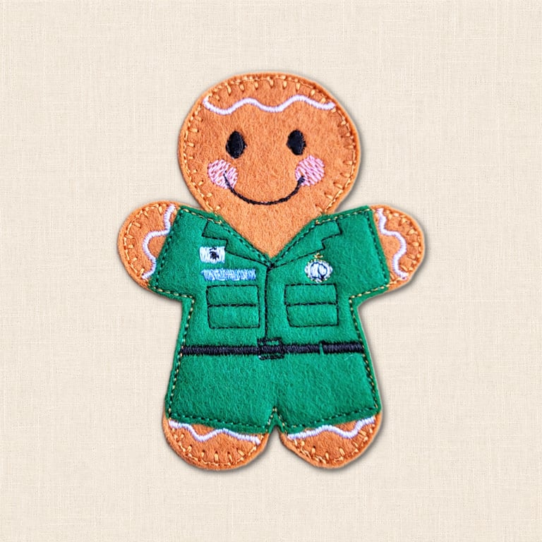 Paramedic Gingerbread Decoration - Embroidered Emergency Care Character