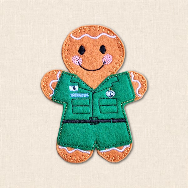 Paramedic Gingerbread Decoration - Embroidered Emergency Care Character
