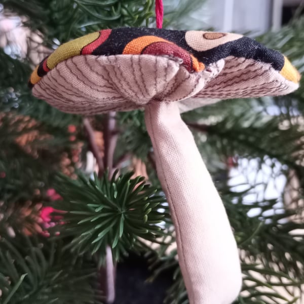 Fabric toadstool, hanging decoration 