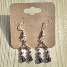 Boho purple bead dangle earrings 