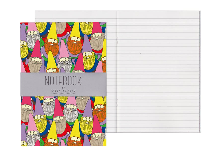 Lined Pages A5 Notebook - Mister Gnome