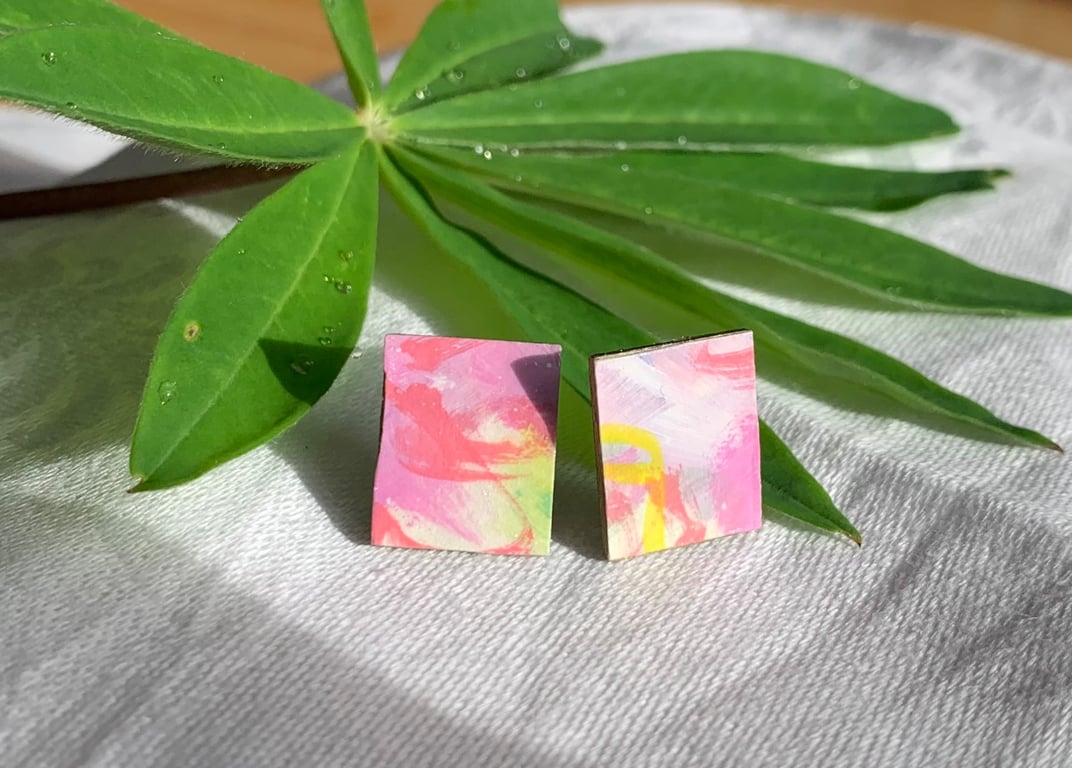Spring Garden, Stainless Steel Post Earrings.